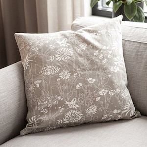 Cushion cover cotton beige floral pattern, cotton, kitchen textiles Sweden image 1