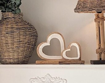 Hartdecoratie, houten hart, hart van hout, wit hart