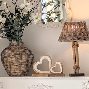 Decoración de corazón, corazón de madera, corazón de madera, corazón blanco, primavera