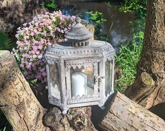 Decorative lantern for indoor and outdoor use, decorative garden lantern, garden decoration, vintage, lantern metal "Antik1" ER0238800