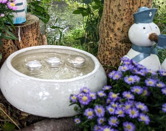 Large ceramic bird bath, bird decoration, garden decoration, bird house, bird fountain "white"