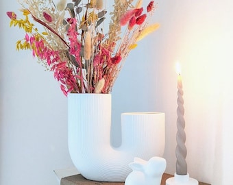 Vase, Keramikvase, U-Vase, Vase U-Form, weiß, Blumenvase