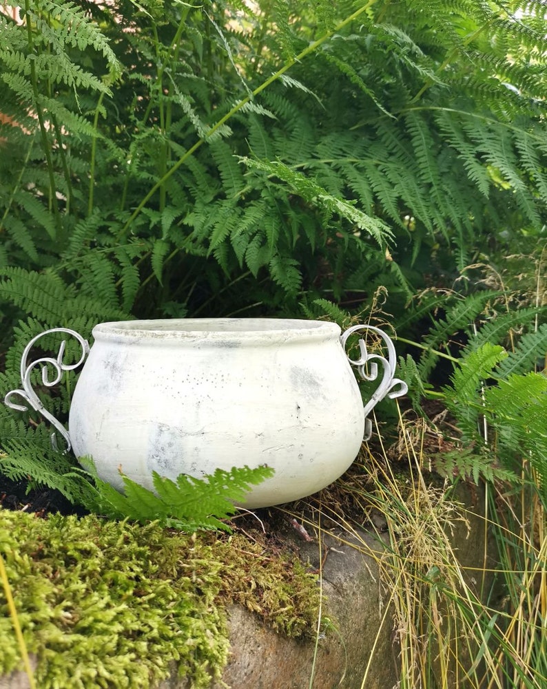 Plant pot, ceramic pot, garden decoration, terracotta planter, planter antique wide without foot 02402430ER image 2