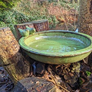 Large bird bath ceramic anise green, bird decoration, garden decoration, bird house, bird fountain image 4