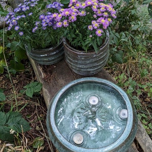 Große Vogeltränke Keramik Jadegrün 2 Größen, Vogeldeko, Gartendeko, Vogelhaus, Vogelbrunnen jade 36 9 Bild 3