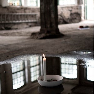 Kerzenleuchter rund Keramik, Kerzenschale weiß, Kerzenteller, Kerzenständer, Kerzenhalter Bild 10