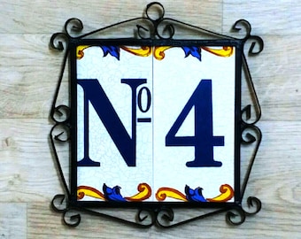 Address plate, ceramic number, name plate, ceramic letter, frame SIZE 7 x 15 house number frame tiles frame for tiles