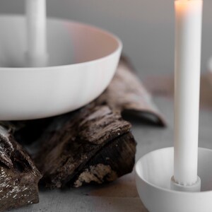 Kerzenleuchter rund Keramik, Kerzenschale weiß, Kerzenteller, Kerzenständer, Kerzenhalter Bild 8
