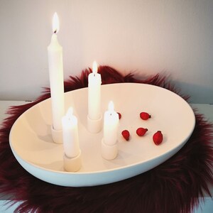 Kerzenleuchter vierfach, XL Größe, Kerzenschale mit 4 Haltern weiß, ovaler großer Kerzenteller, Kerzenschale, Kerzenständer, Kerzenhalter Bild 9