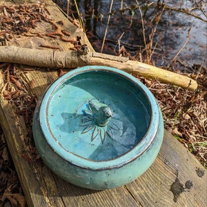 Bird bath ceramic ocean blue, bird decoration, garden decoration, bird house, bird fountain oceanblue 29 8 image 3