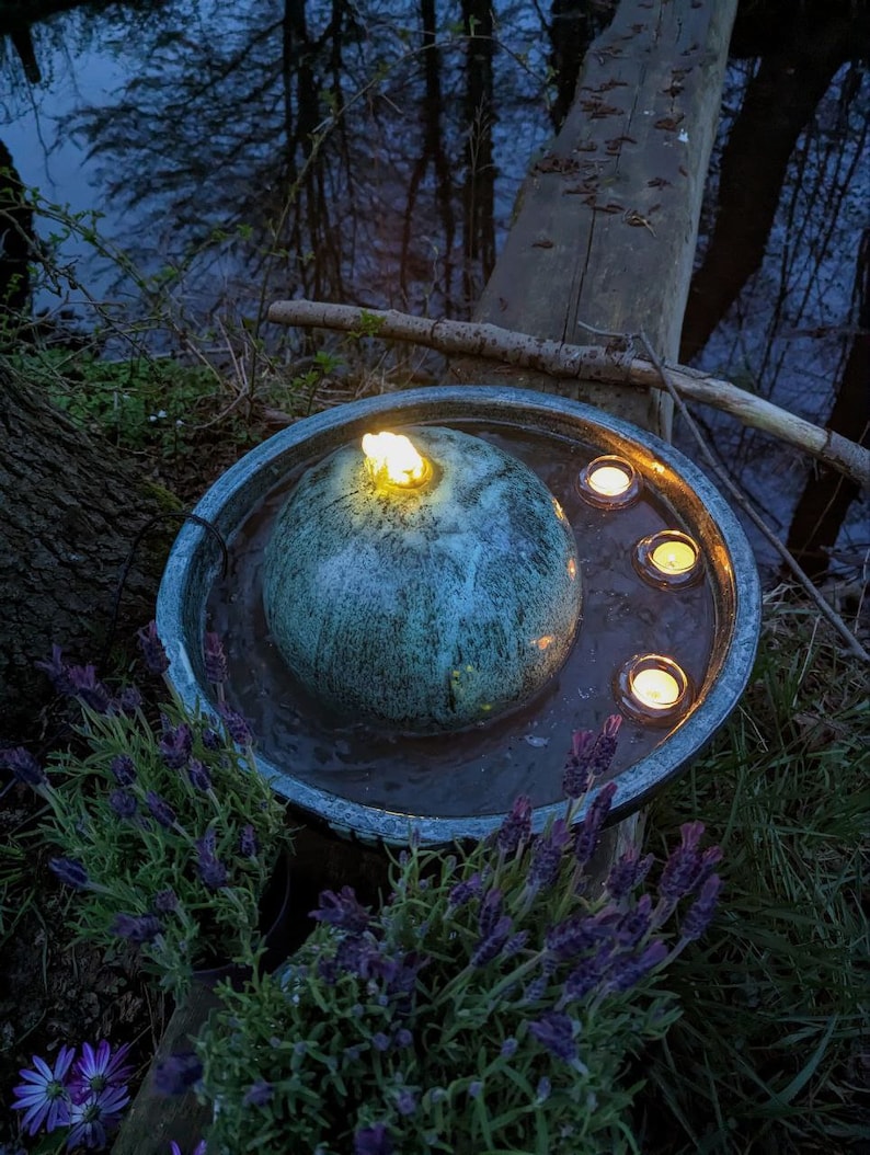 Wasserbrunnen XXL jade für innen und außen mit LED Beleuchtung jadegrün, Brunnen, Brunnen für Garten und Terrasse Größe 5429 cm Bild 3