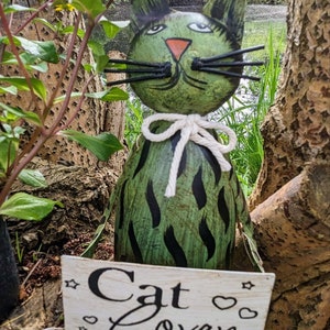 4 versch. Zaunhocker Katze, Gartendeko, Gartenfigur, Gartentrends, Kantenhocker KL0857480 Cat green