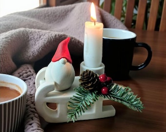 Tomte med släde, keramik, jultomten, juldekoration, tomte Sture
