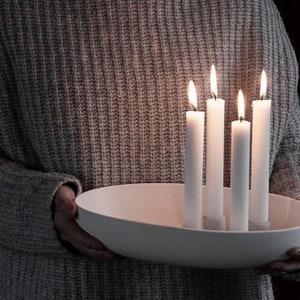 Kerzenleuchter vierfach, XL Größe, Kerzenschale mit 4 Haltern weiß, ovaler großer Kerzenteller, Kerzenschale, Kerzenständer, Kerzenhalter Bild 3