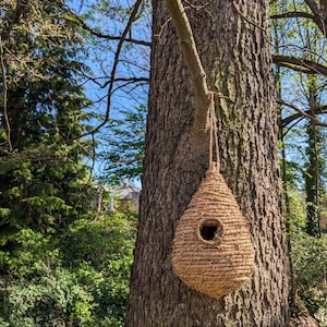 Casa de pássaros suspensa em sisal, alimentador de pássaros, decoração de jardim, casa de pássaros
