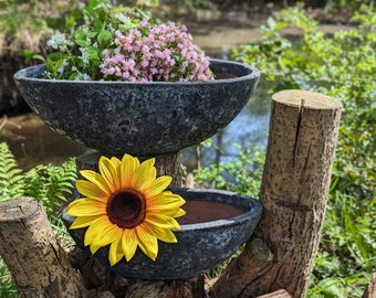 Lot de 2 bols à plantes sable pots de fleurs noirs, jardinière, bac à fleurs, bol à fleurs