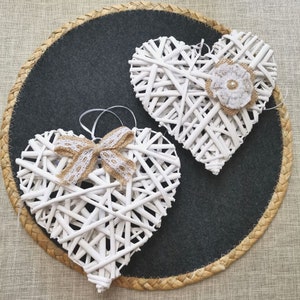 Heart decoration, window decoration, door hanger, wreath, window hanger set of 2 Little hearts FF1-224601 2 Bastblume/Schleife