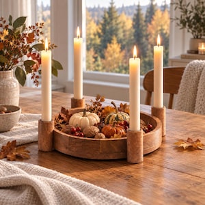 Holztablett Mangoholz, Kerzenhalter Holz, Kerzenständer, Holz deko,
