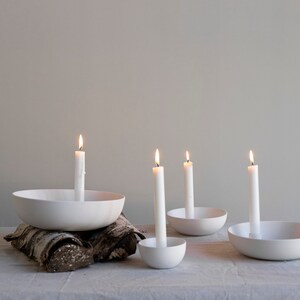 Kerzenleuchter rund Keramik, Kerzenschale weiß, Kerzenteller, Kerzenständer, Kerzenhalter Bild 7