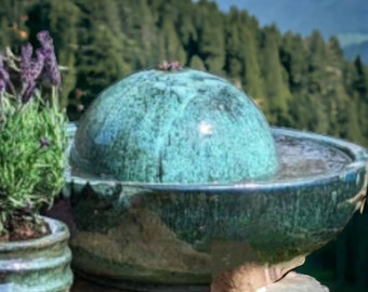 Wasserbrunnen XXL jade für innen und außen mit LED Beleuchtung jadegrün, Brunnen, Brunnen für Garten und Terrasse Größe 54*29 cm