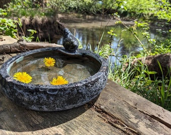 Große Vogeltränke Sand schwarz Vogeldeko, Gartendeko, Vogelhaus, Vogelbrunnen