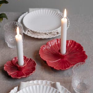 Candle plate/bowl Flower red, candlestick, Hygge, candle holder, decoration Skandi, candlestick