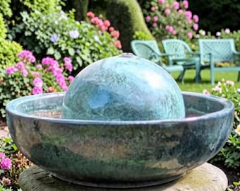 XXL jade water fountain for indoor and outdoor use with LED lighting, jade green, fountain for garden and terrace, size 54*29 cm