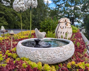 Large white sand bird bath, bird decoration, garden decoration, birdhouse, bird fountain "sand beige"