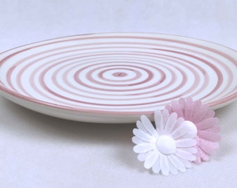 Teller Modernart rosa gestreift flach 26 cm Platte Keramikteller Abano rosa 4042 R righe