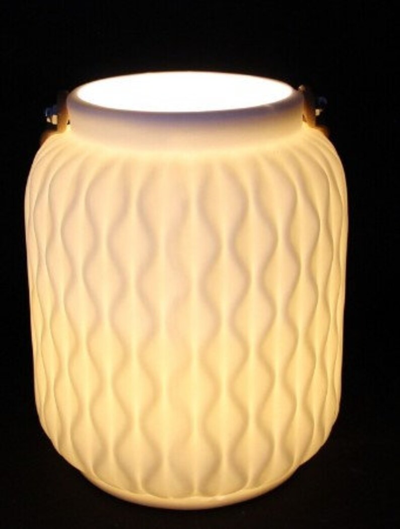 LED lantern white porcelain, candle holder, lantern, LED light spring image 5