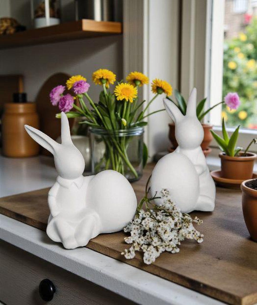 Keramik Hasenset Ella und Otto, Hase, Osterdeko, Ostern, Tischdeko Ostern