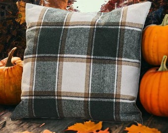 Cushion cover green checkered kilt, autumn, country, cushion, decorative cushion