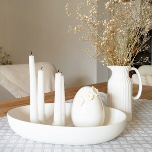 Kerzenleuchter vierfach, XL Größe, Kerzenschale mit 4 Haltern weiß, ovaler großer Kerzenteller, Kerzenschale, Kerzenständer, Kerzenhalter Bild 8