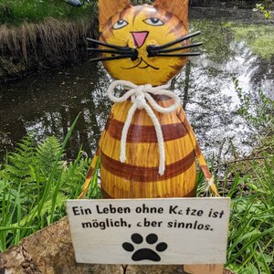 4 versch. Zaunhocker Katze, Gartendeko, Gartenfigur, Gartentrends, Kantenhocker KL0857480 Cat orange