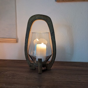 Vintage Windlicht Vase Glas/Holz 3 Größen, Antik, Recycling, Frühlingsdeko, Kerzenhalter Bild 7