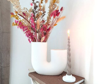 Vase, Keramikvase, U-Vase, Vase U-Form, weiß, Blumenvase