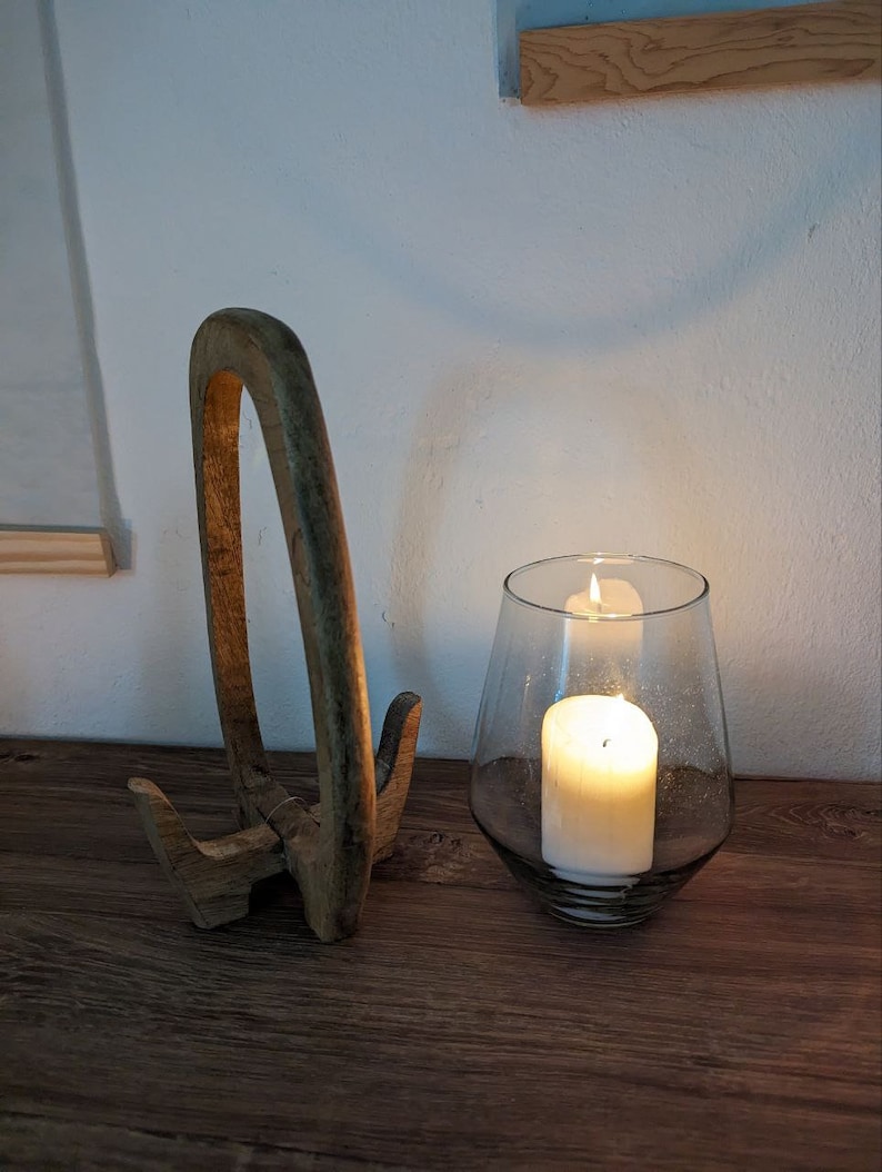 Vintage Windlicht Vase Glas/Holz 3 Größen, Antik, Recycling, Frühlingsdeko, Kerzenhalter Bild 9