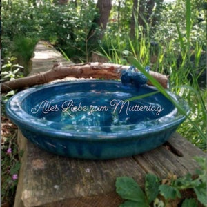 Large bird bath ceramic petrol 2 sizes, bird decoration, garden decoration, bird house, bird fountain