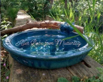 Large bird bath ceramic petrol 2 sizes, bird decoration, garden decoration, bird house, bird fountain