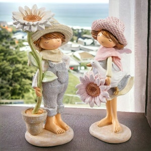 Flower girl flower boy, table decoration, spring decoration, girl figure, pink cream blue 6000/7000 Set 6000+7000 beige