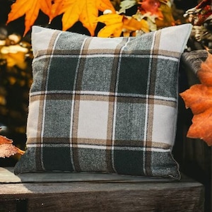 Cushion cover green checkered kilt, autumn, country, cushion, decorative cushion image 4