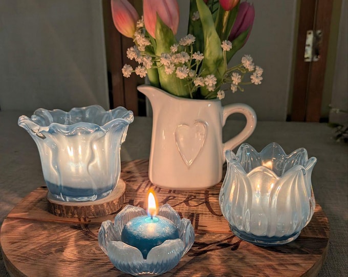 Featured listing image: Blue lantern in 3 shapes, tealight holder