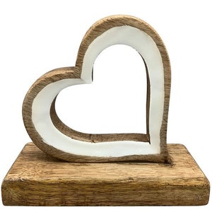 Heart decoration, wooden heart, wooden heart, white heart, spring image 4