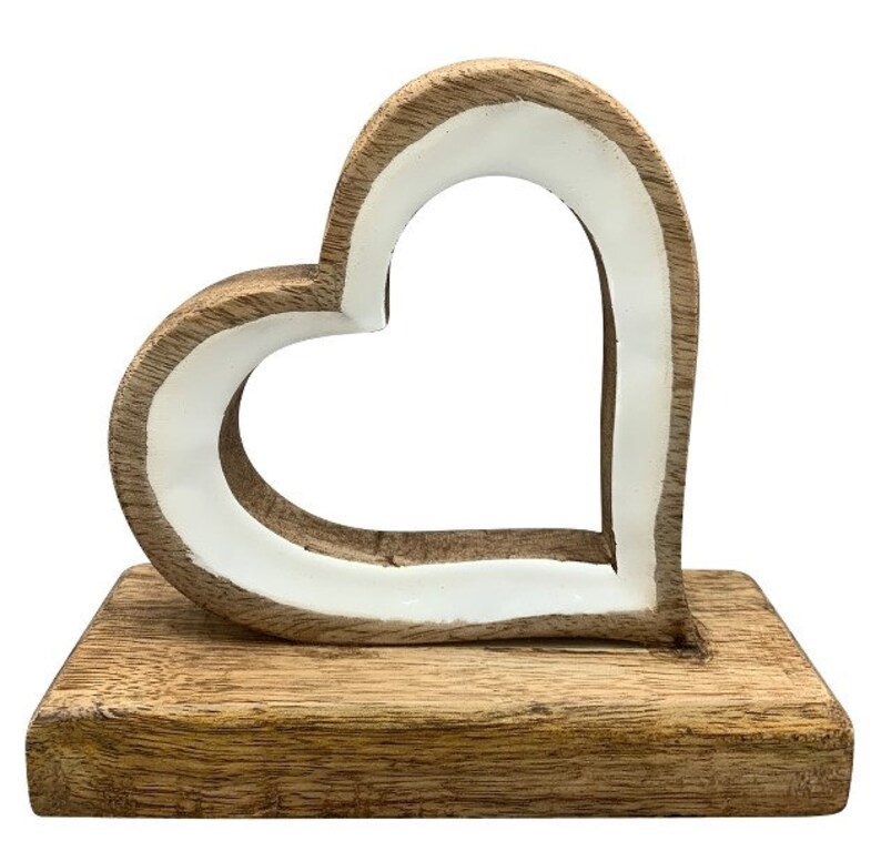 Heart decoration, wooden heart, wooden heart, white heart, spring image 4