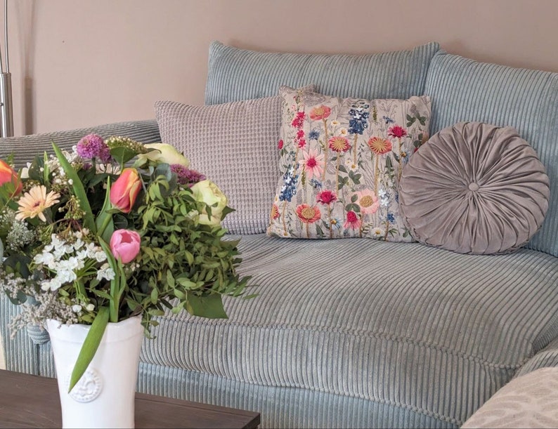 Wildflower cotton cushion, spring decoration, table decoration, Easter decorative cushion image 1