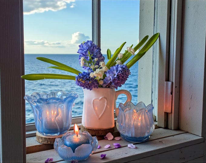 Featured listing image: Blue lantern in 3 shapes, tealight holder