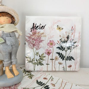 Flower girl flower boy, table decoration, spring decoration, girl figure, pink cream blue 6000/7000 Packg. Servietten