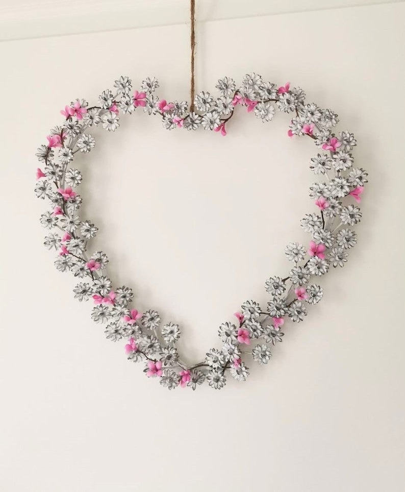 Flower heart XL metal, heart decoration, window decoration, door hanger, wreath, window hanger Heart ER02360650 image 6