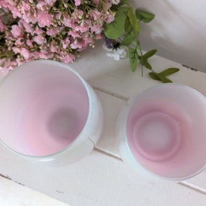 Set of 2 lantern decorative vase pink iridescent glass, candle holder glass, candlestick image 3