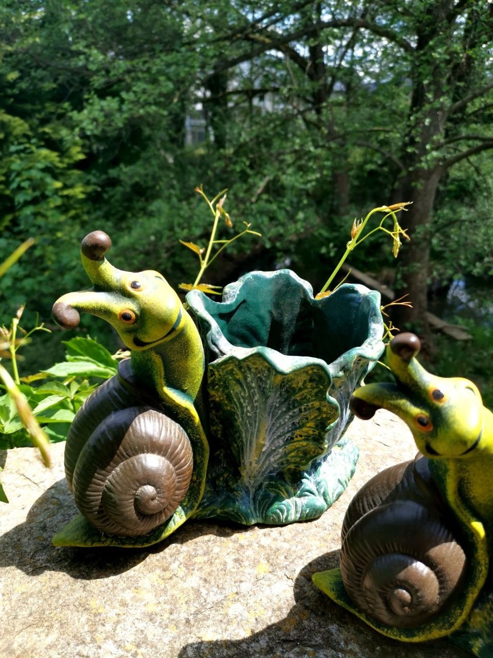 Keramik Schnecke Gartendeko Gartenfigur Zaunfigur Etsy México